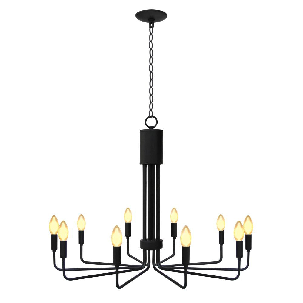 Susan 10 Light Candle Chandelier - Matte Black