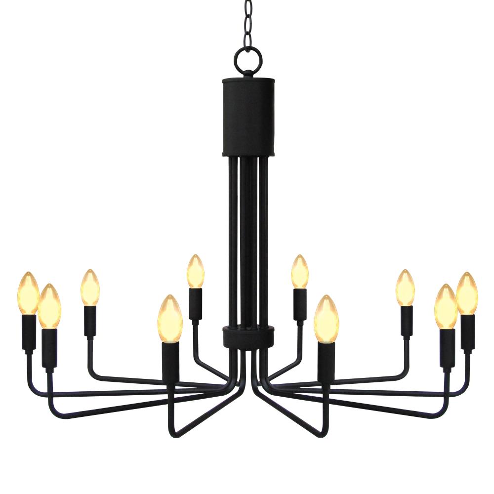 Susan 10 Light Candle Chandelier - Matte Black