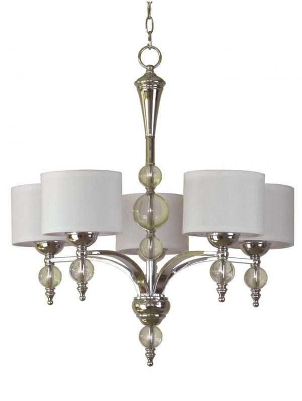 Pearl 5 Light Down Chandelier - Chrome