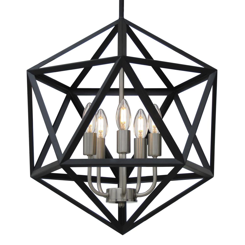 Troy 5 Light Up Chandelier - Matte Black