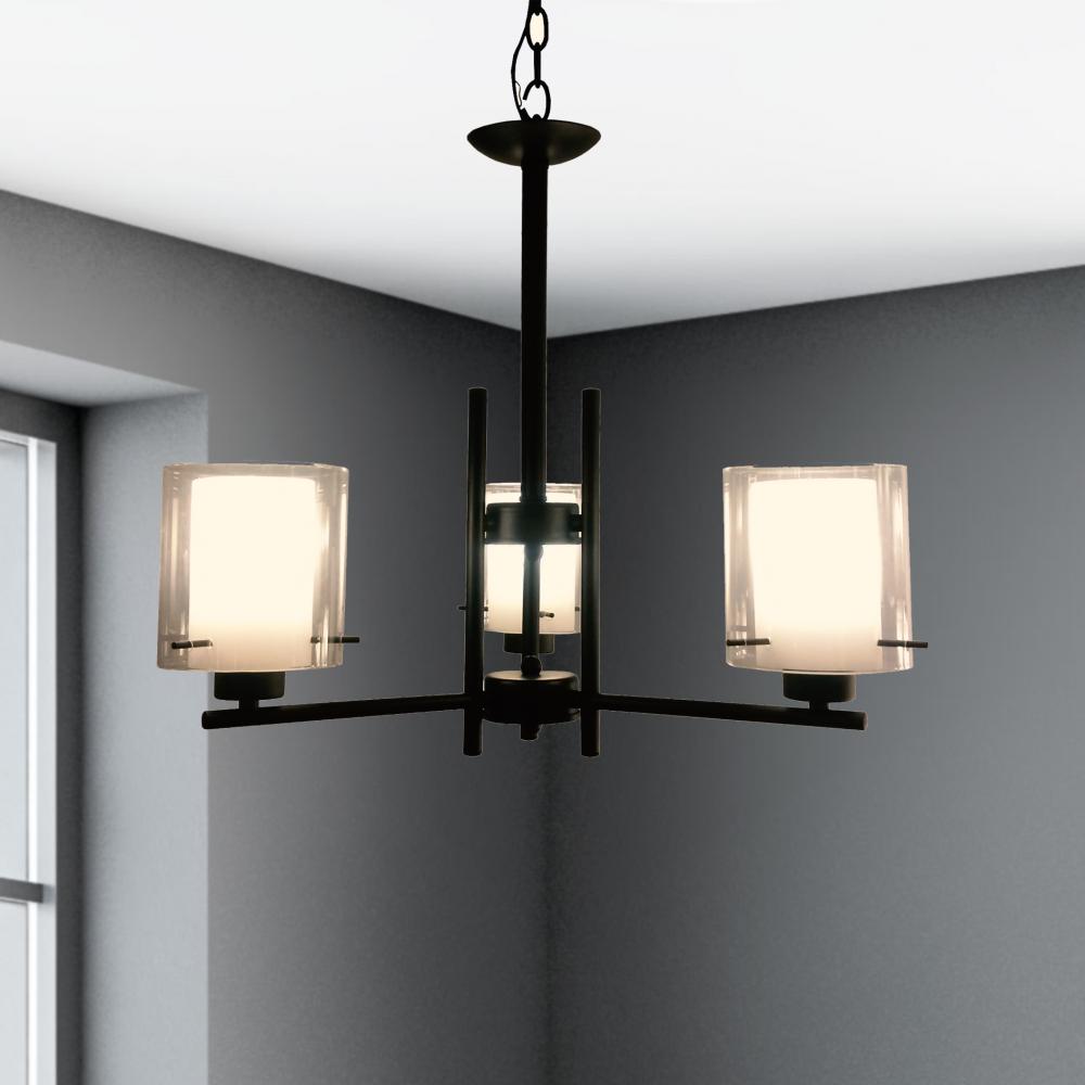 Dominic 3 Light Up Chandelier - Black