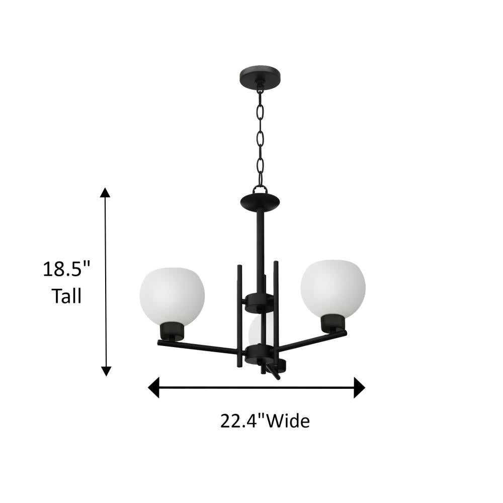 Isla 3 Light Up Chandelier - Black