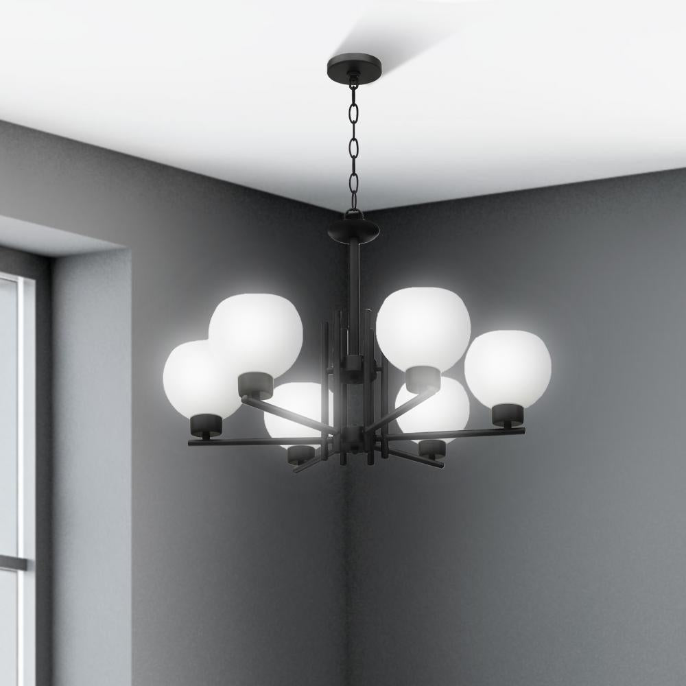 Isla 6 Light Up Chandelier - Black