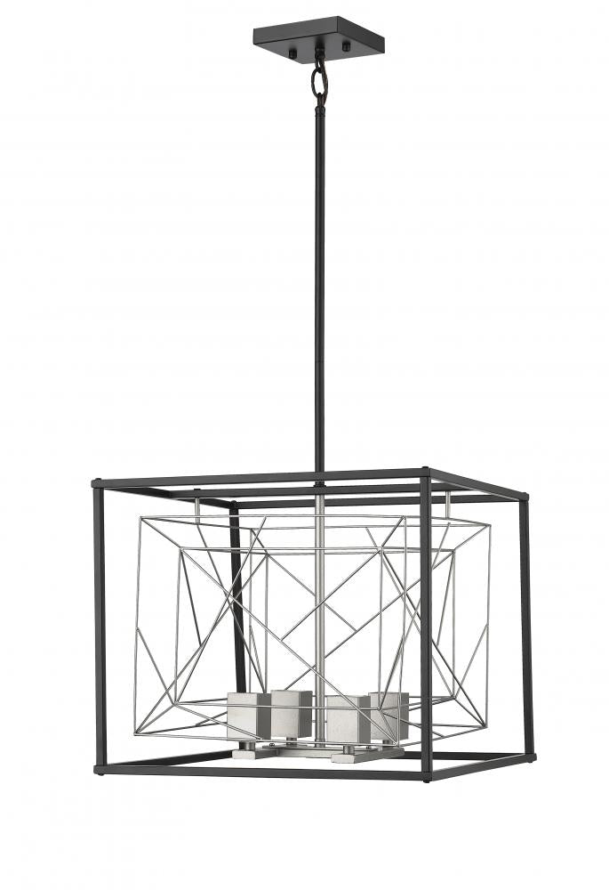 Aaron 4 Light Chandelier Ceiling - Black and Stainless Steel