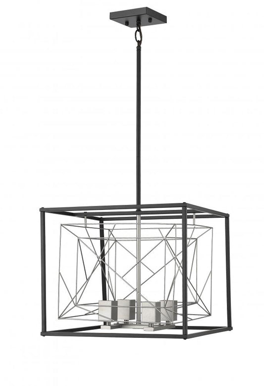 Aaron 4 Light Chandelier Ceiling - Black and Stainless Steel