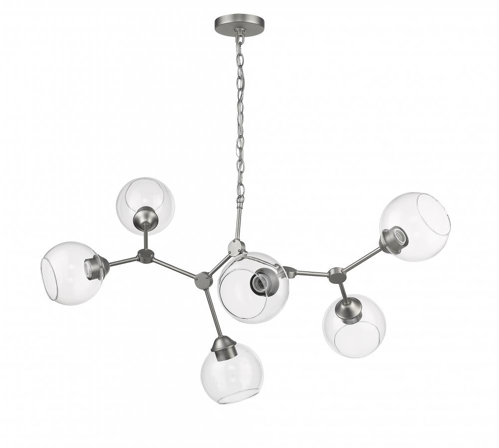 Jane 6 Light Chandelier - Satin Nickel