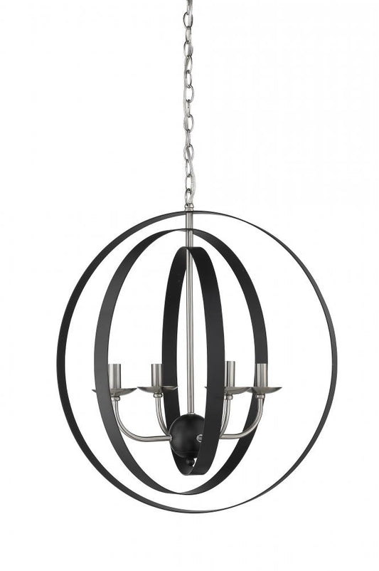 Erinne 4 Light Chandelier - Black/Stainless Steel