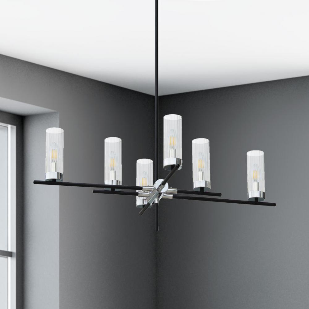 Margaret 6 Light Up Chandelier - Matte Black/Chrome