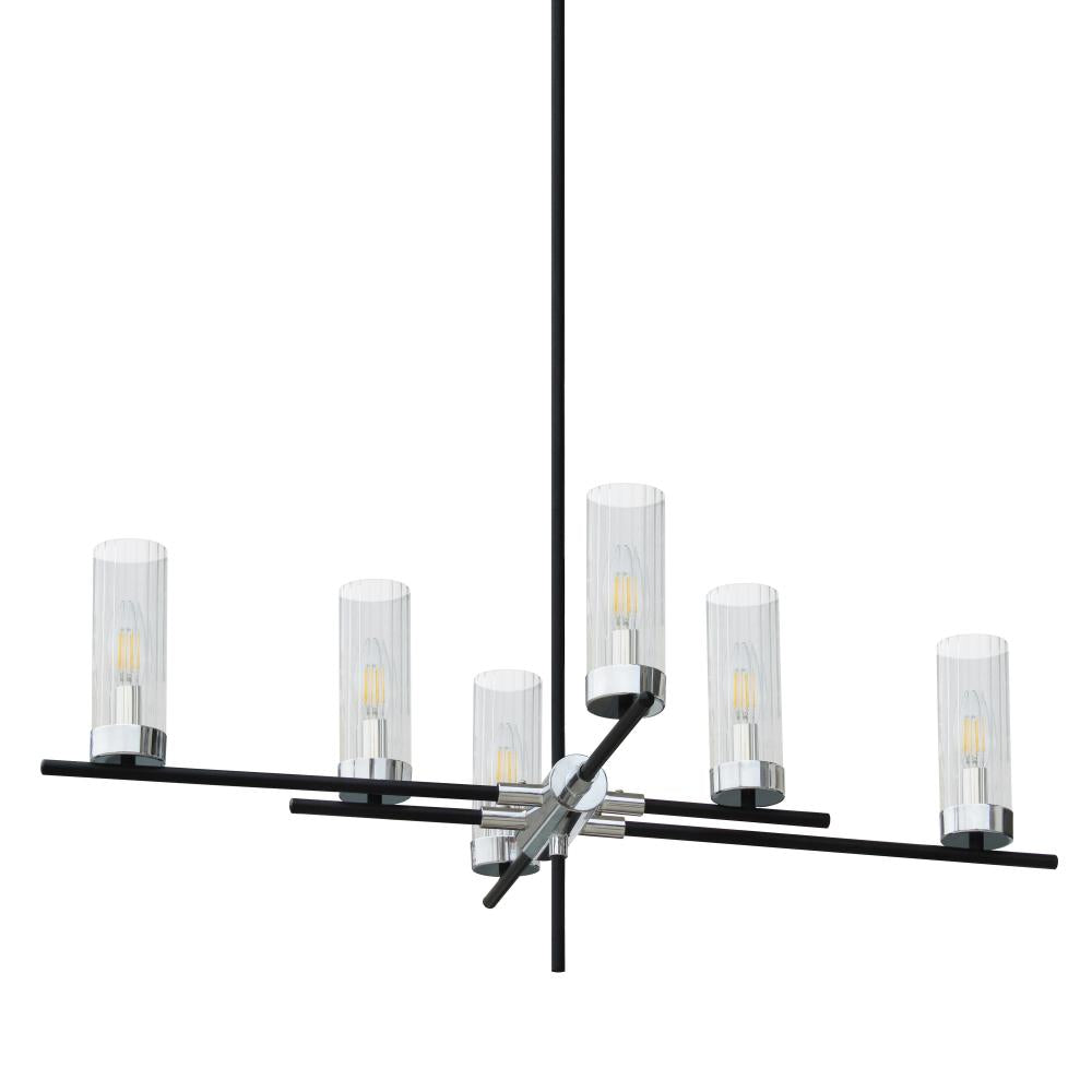 Margaret 6 Light Up Chandelier - Matte Black/Chrome