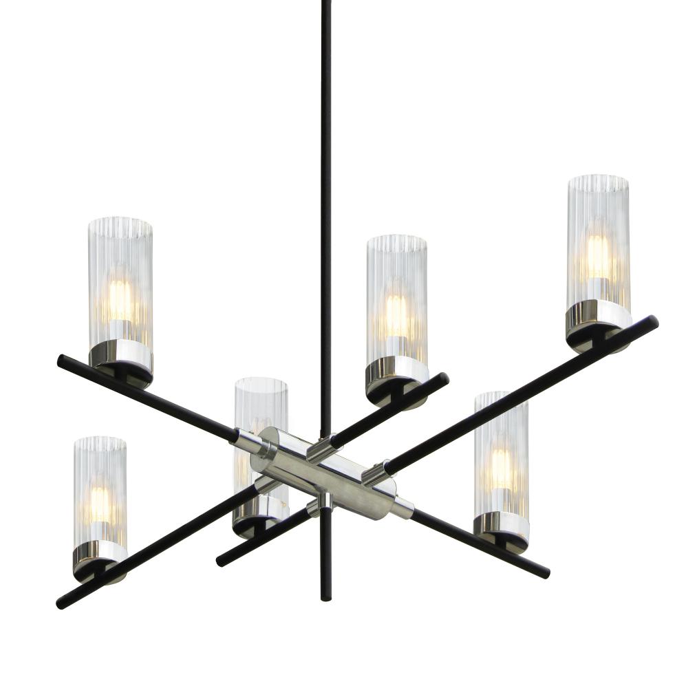 Margaret 6 Light Up Chandelier - Matte Black/Chrome