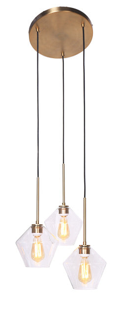 Pendant Lamp 7``DIA 3 Light Brushed Gold