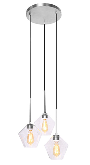 Pendant Lamp 7``DIA 3 Light Brushed Steel