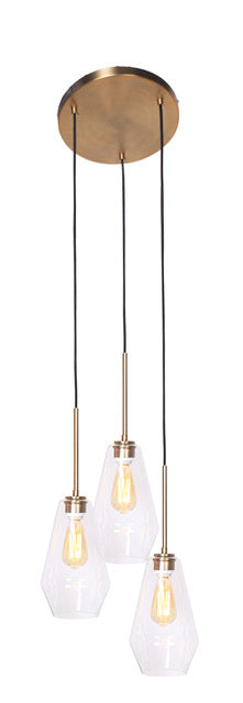 Pendant Lamp 6``DIA 3 Light Brushed Gold