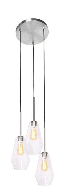 Pendant Lamp 6``DIA 3 Light - Dark Brushed Steel